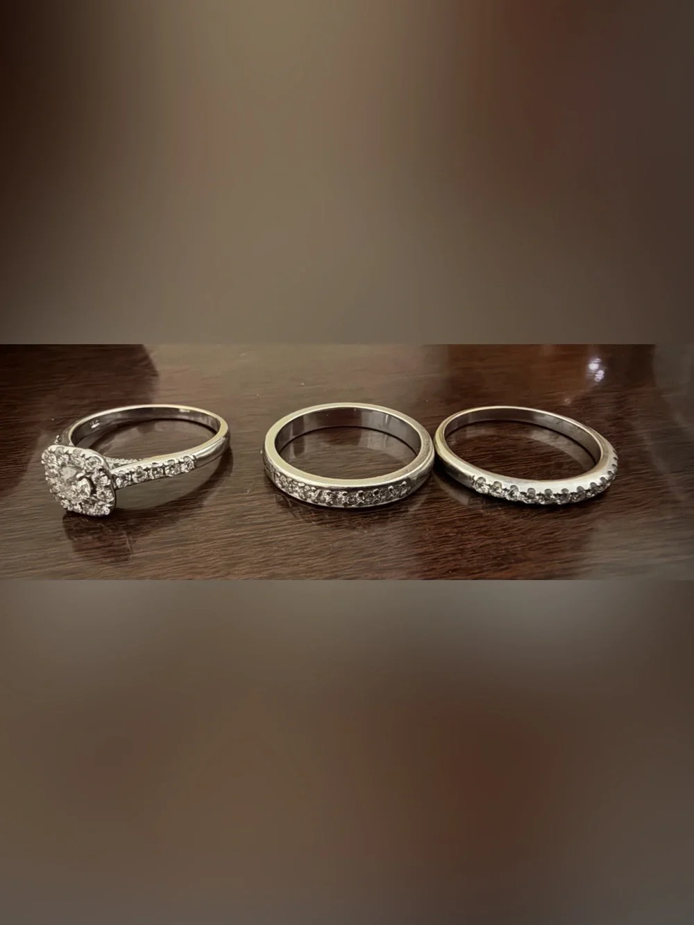 18k White Gold Diamond Women Ring Set 3 Pcs Genuine Diamond Approx 2.5 CTW 11.5G